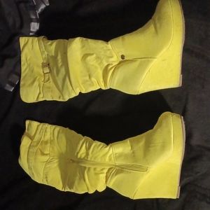 Yellow high boots
